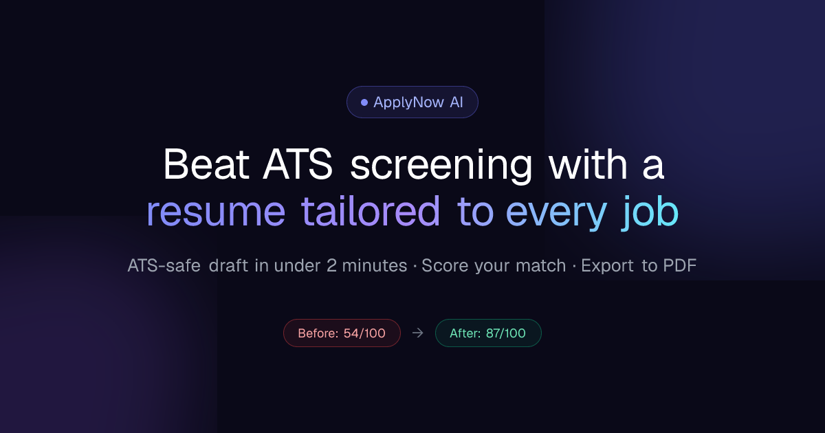 ApplyNow AI — Beat ATS Screening with a Tailored Resume